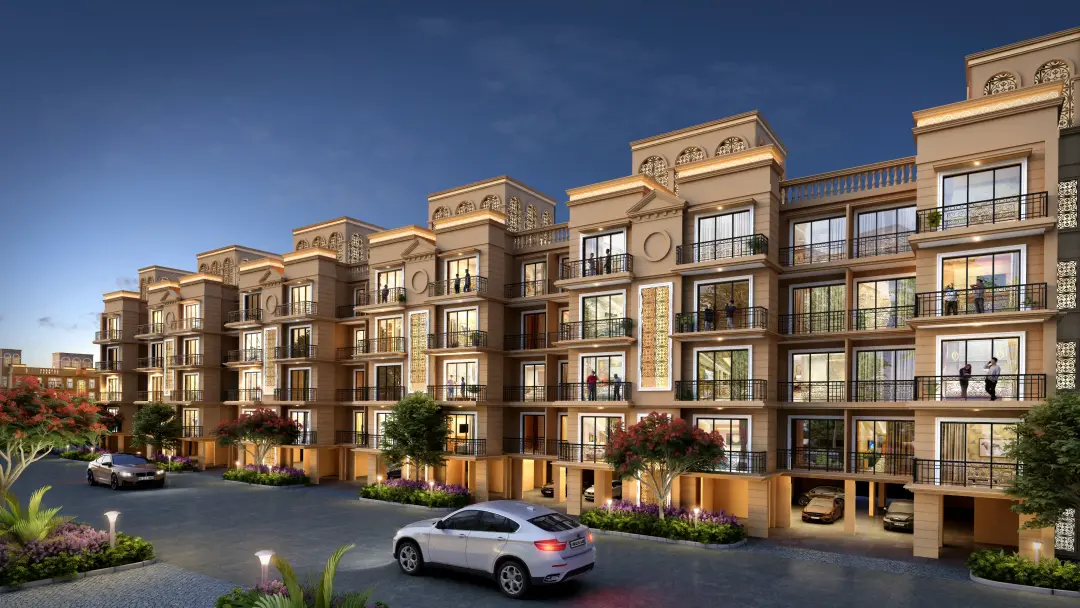 Modern residential apartments representing Sohna