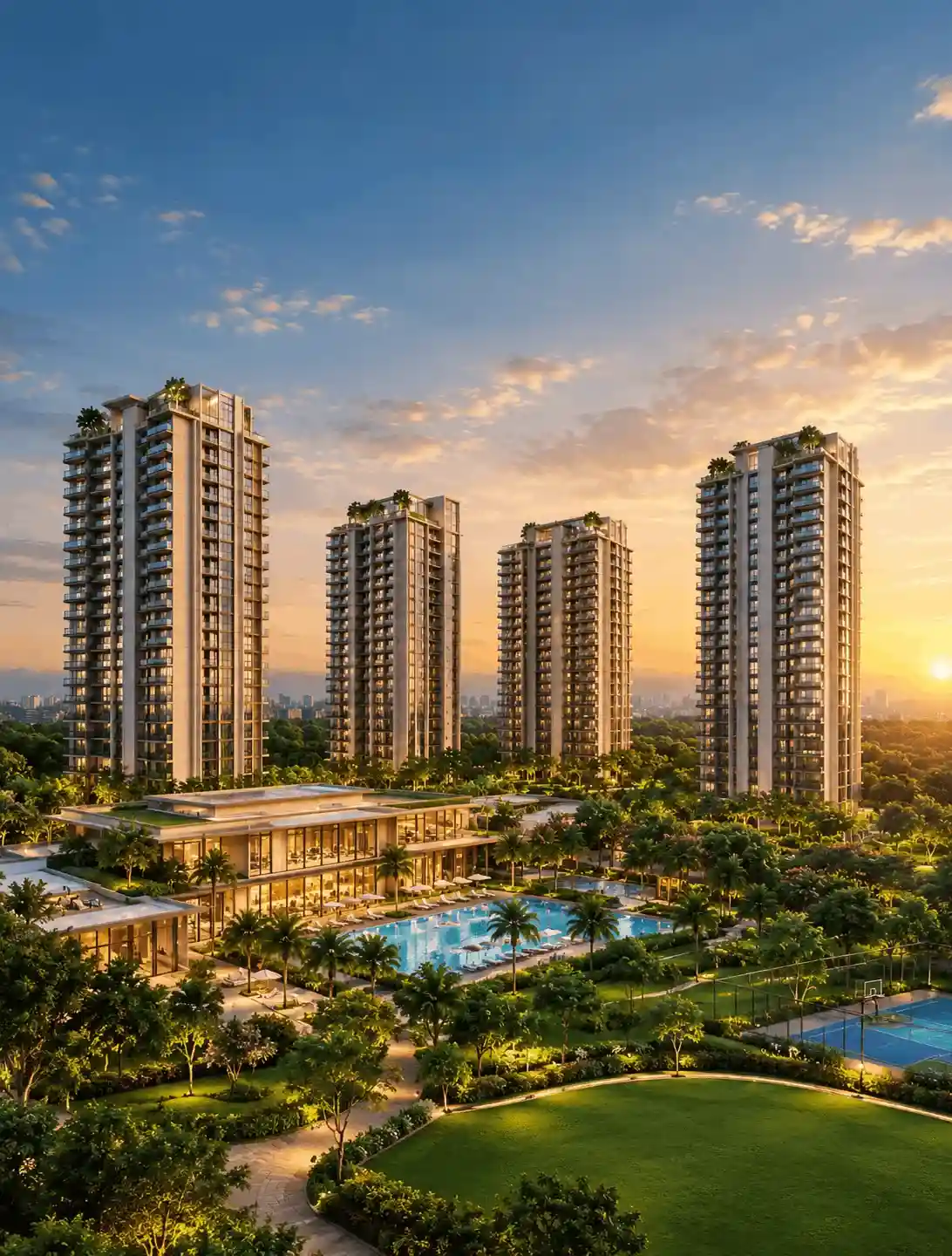 Modern urban residential architecture representing Gurugram